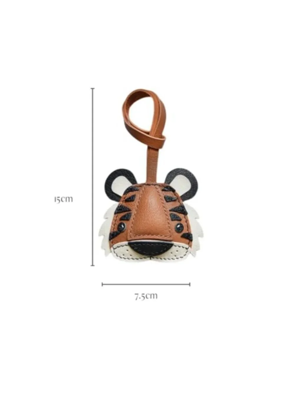 Handcrafted PU Leather Tiger Bag Charm Keychain for Handbags & Luggage